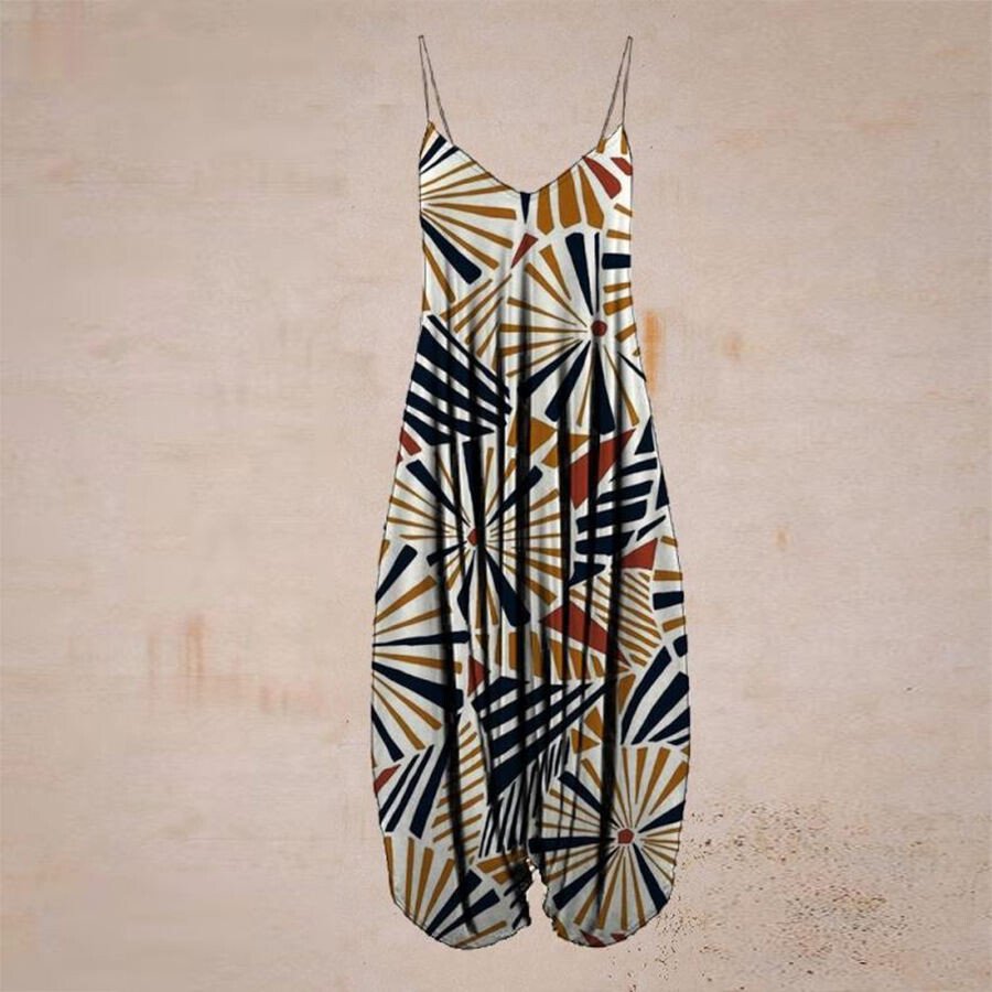 Geometry Ethnic Print Harun Suspender Pants