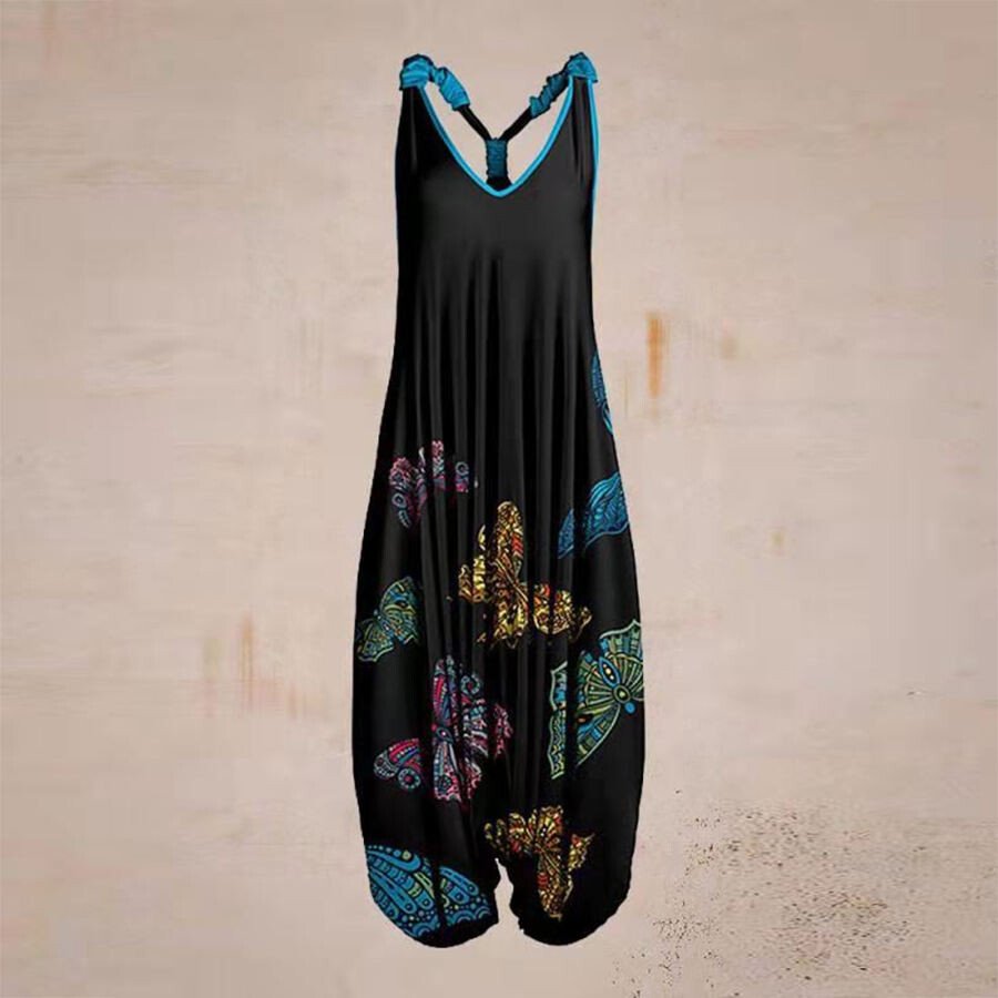 Butterfly Ethnic Print Harun Suspender Pants