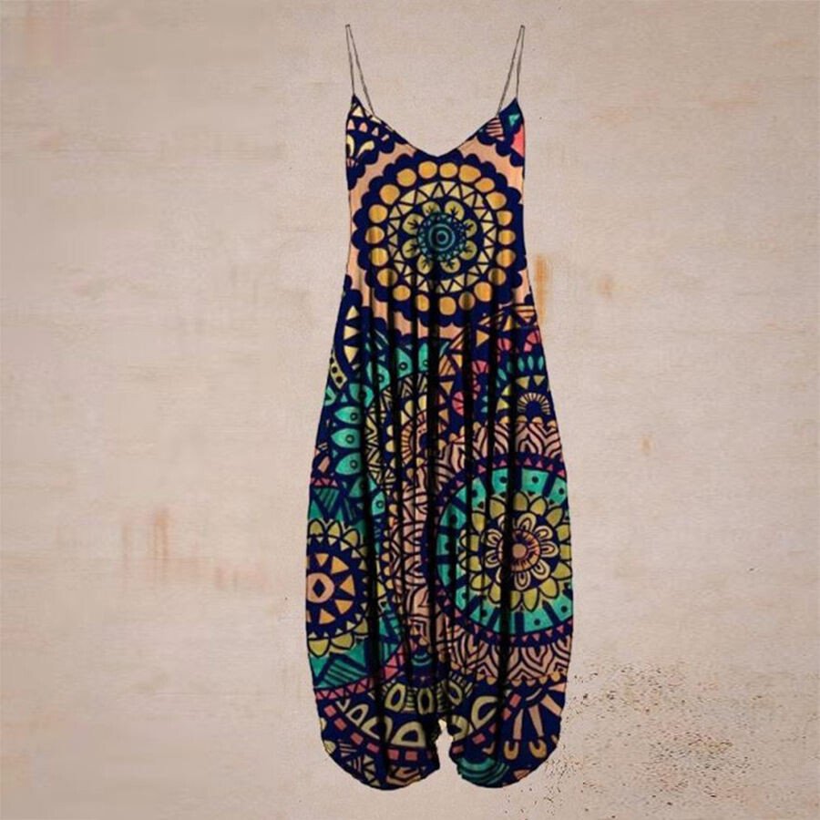 Multicolor Ethnic Print Harun Suspender Pants