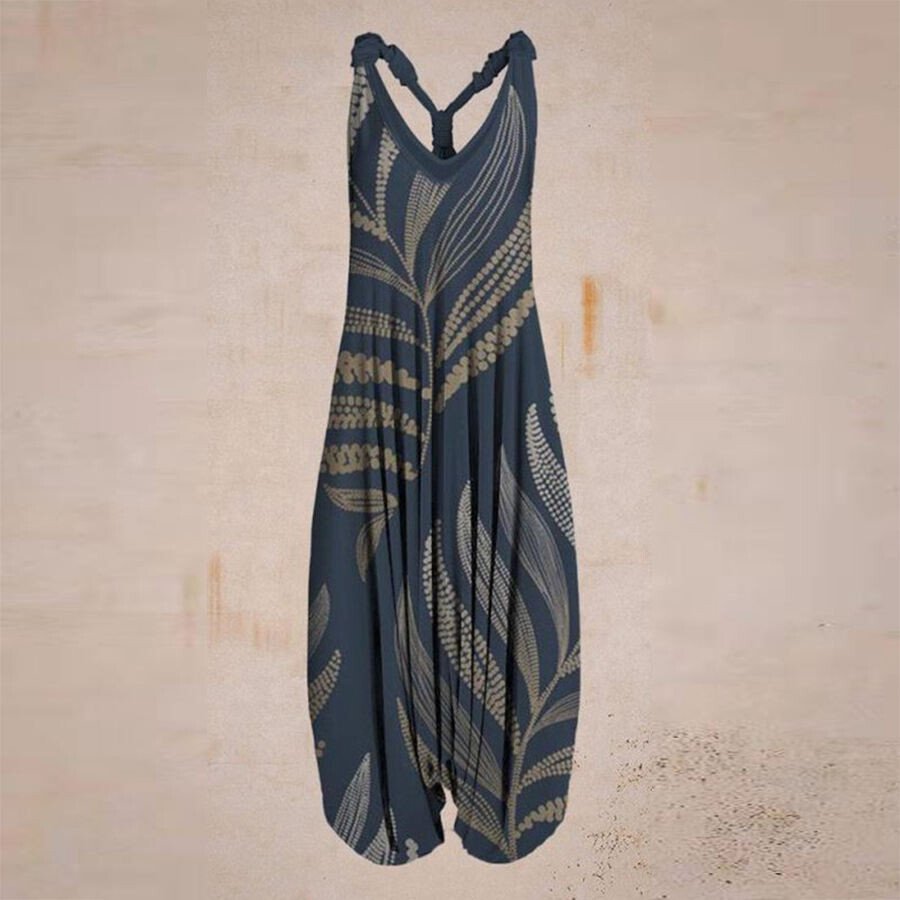 Leaf Ethnic Print Harun Suspender Pants